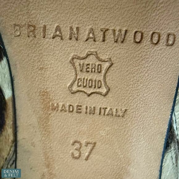 Brian Atwood Leopard Print Calf Hair Platform Ankle Booties Heels 37 Italy - Picture 12 of 12